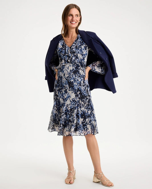 Chiffon Ruffled-Surplice Godet Dress - US 5299