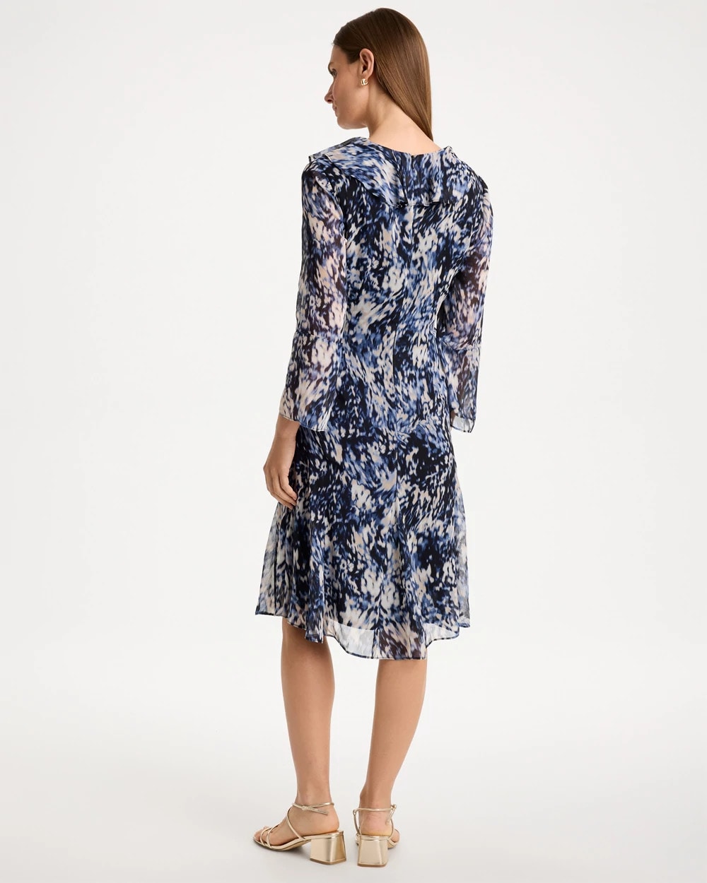 Chiffon Ruffled-Surplice Godet Dress - US 5299