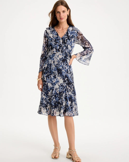 Chiffon Ruffled-Surplice Godet Dress - US 5299