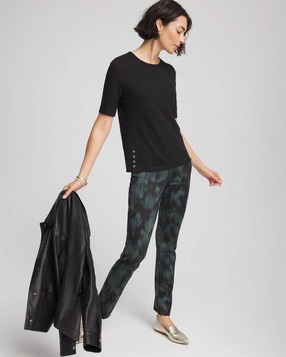 Cotton Slub Crewneck Button Tee - US 5330