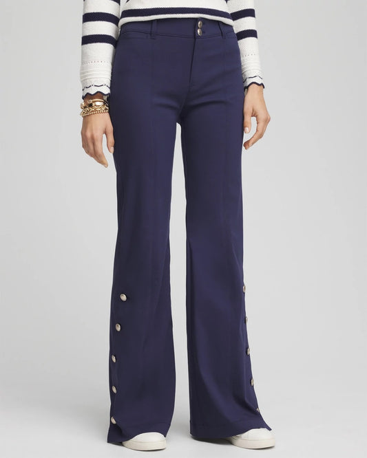 Button Detail Wide-Leg Pants - US 7201