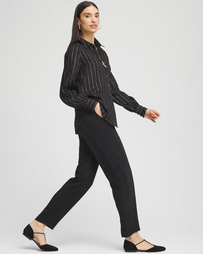 Crepe Side-Zip Tapered Ankle Pants - US 8615