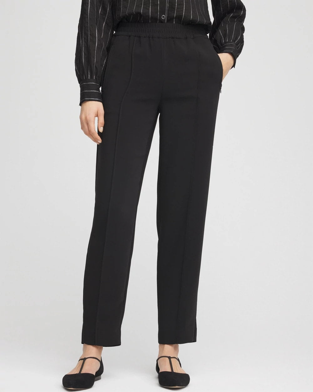 Crepe Side-Zip Tapered Ankle Pants - US 8615