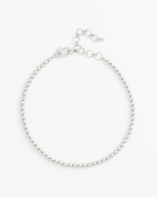Silvertone Beaded Necklace - US 0654