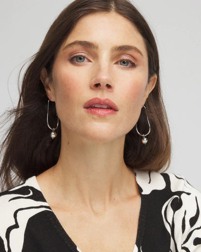 Silver Bead Threader Earrings - US 2661