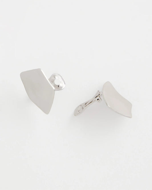 Silver Fan Clip On Earrings - US 4836