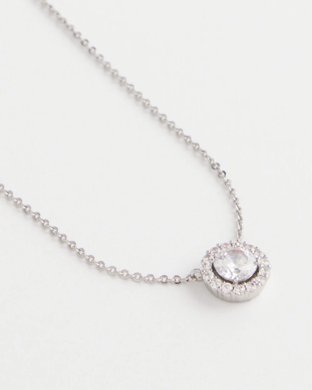 Silver Tone Drop Stone Necklace - US 0614