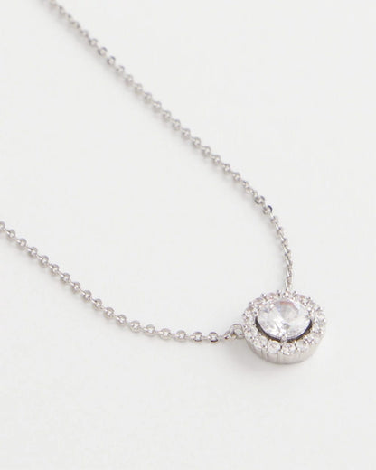 Silver Tone Drop Stone Necklace - US 0614