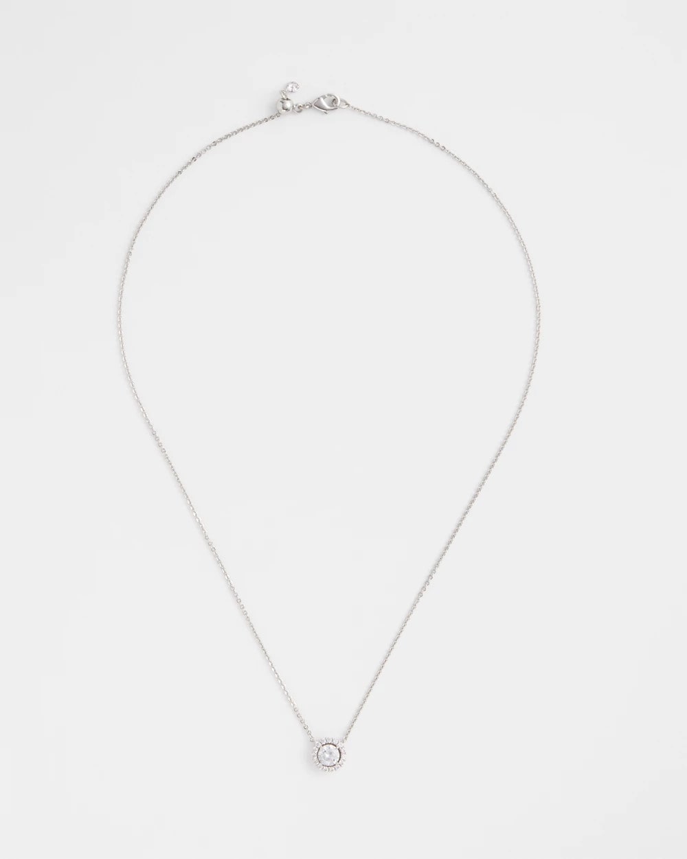 Silver Tone Drop Stone Necklace - US 0614