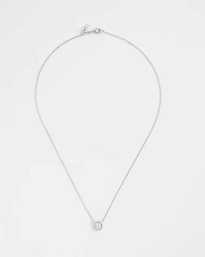 Silver Tone Drop Stone Necklace - US 0614