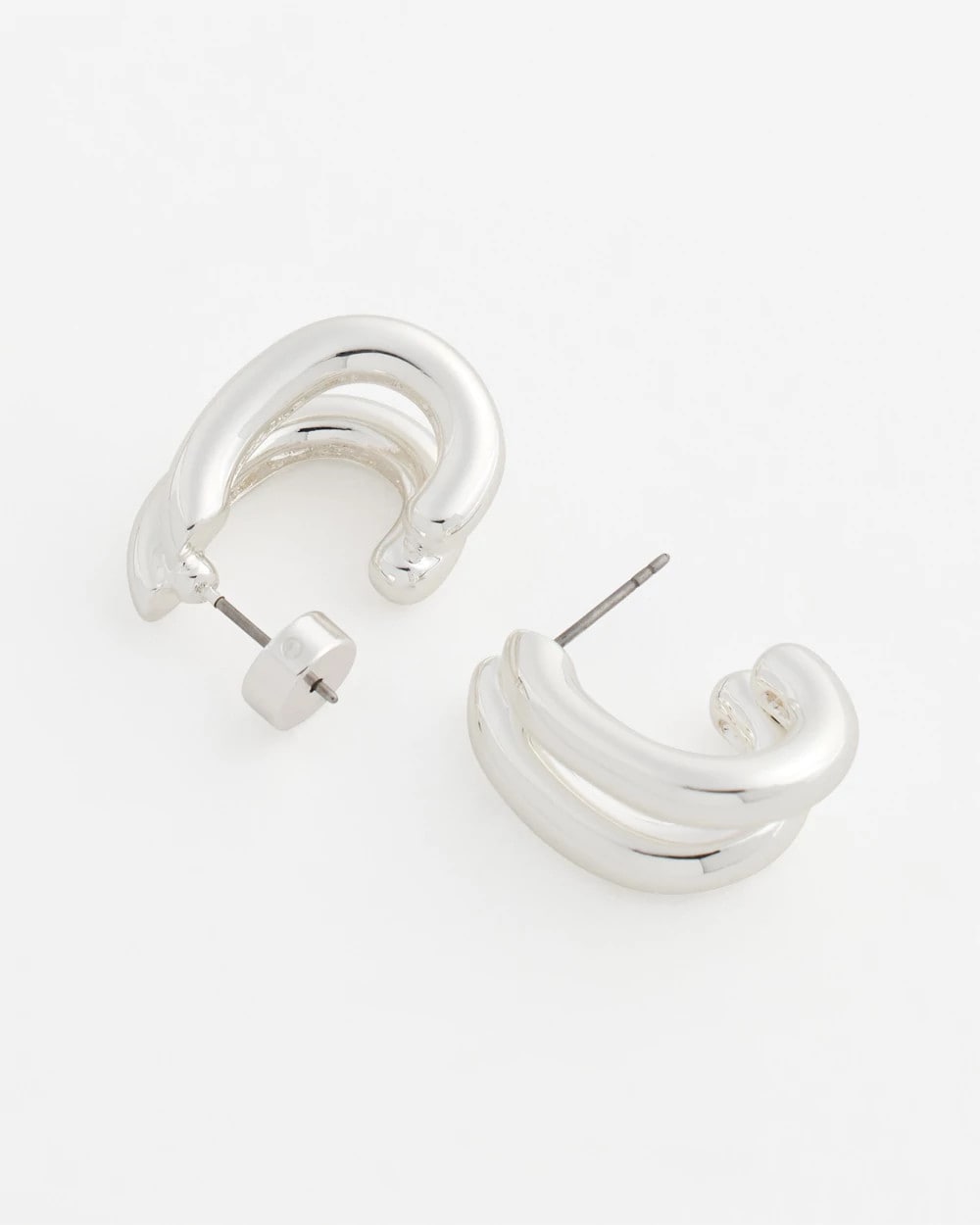 Silver Double Mini Hoop Earrings - US 7758