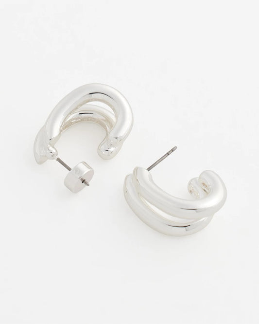 Silver Double Mini Hoop Earrings - US 7758