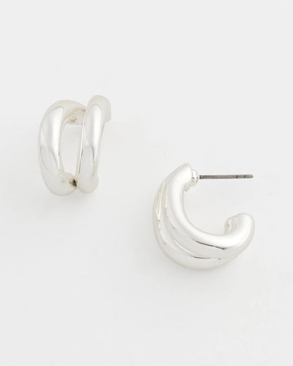 Silver Double Mini Hoop Earrings - US 7758