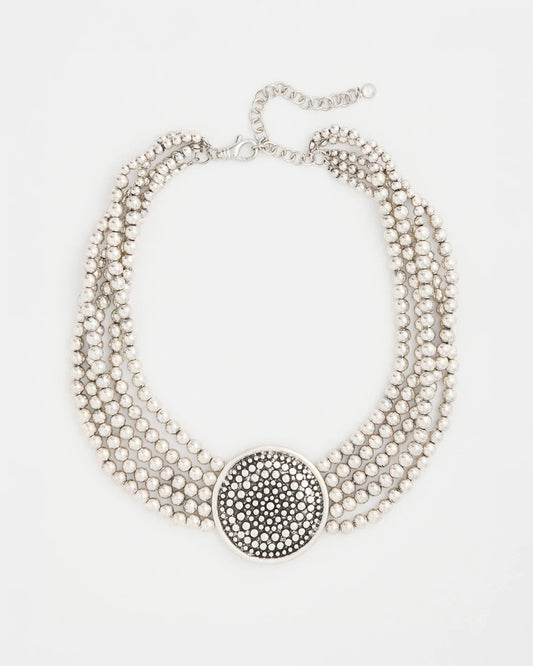 Chico’s Originals Textured Pendant Bib Necklace - US 8173