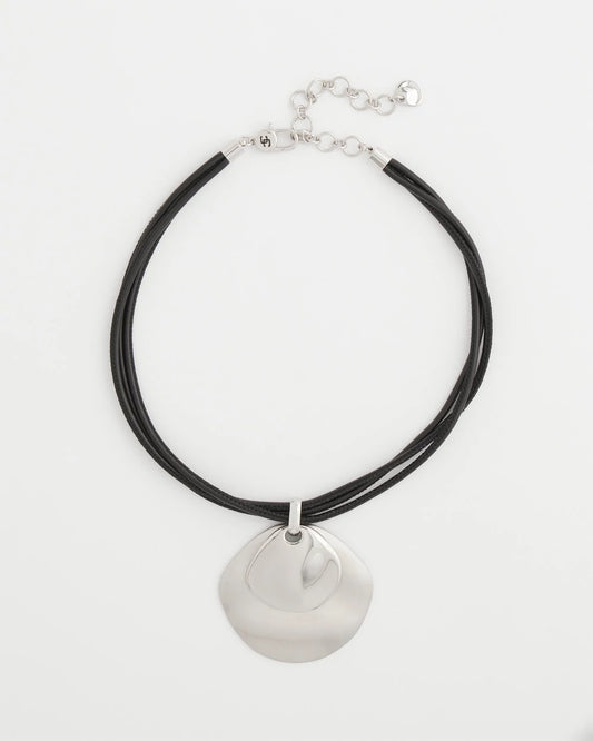 Silver Pendant On Cord - US 5008