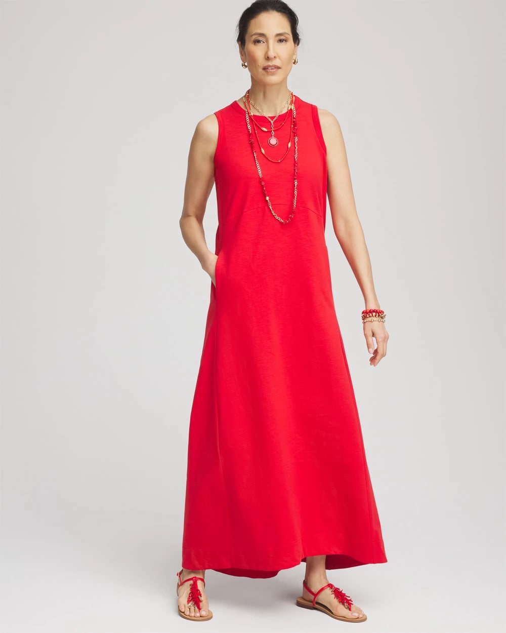 Petite Sleeveless Midi Tank Dress - US 4529