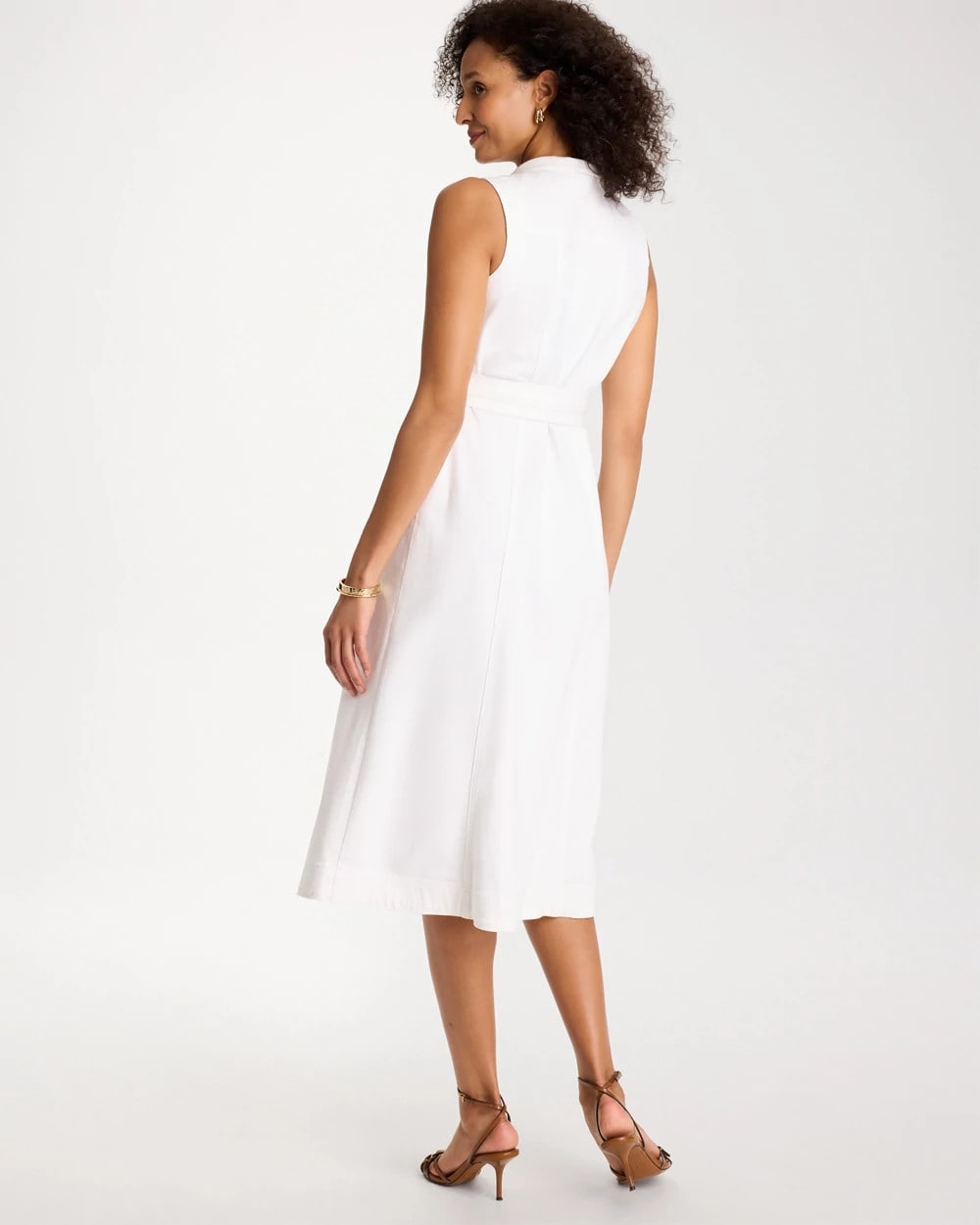Denim Sleeveless Shirtdress - US 7656