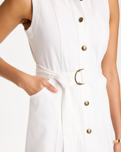 Denim Sleeveless Shirtdress - US 7656