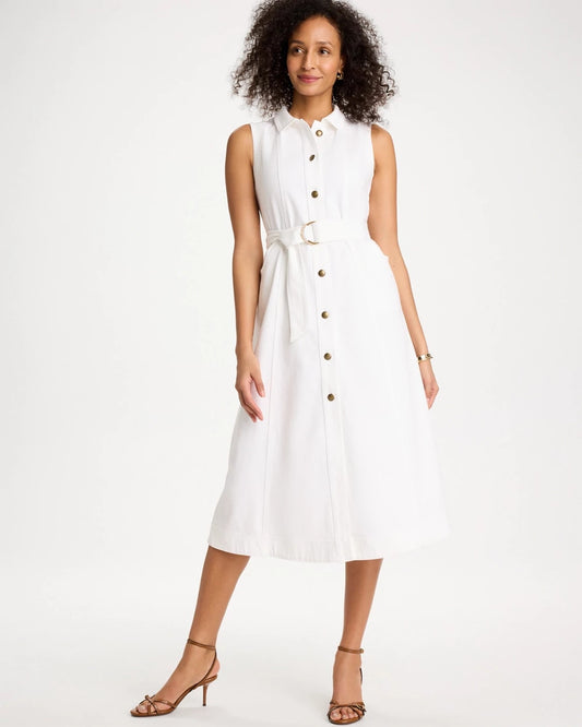 Denim Sleeveless Shirtdress - US 7656