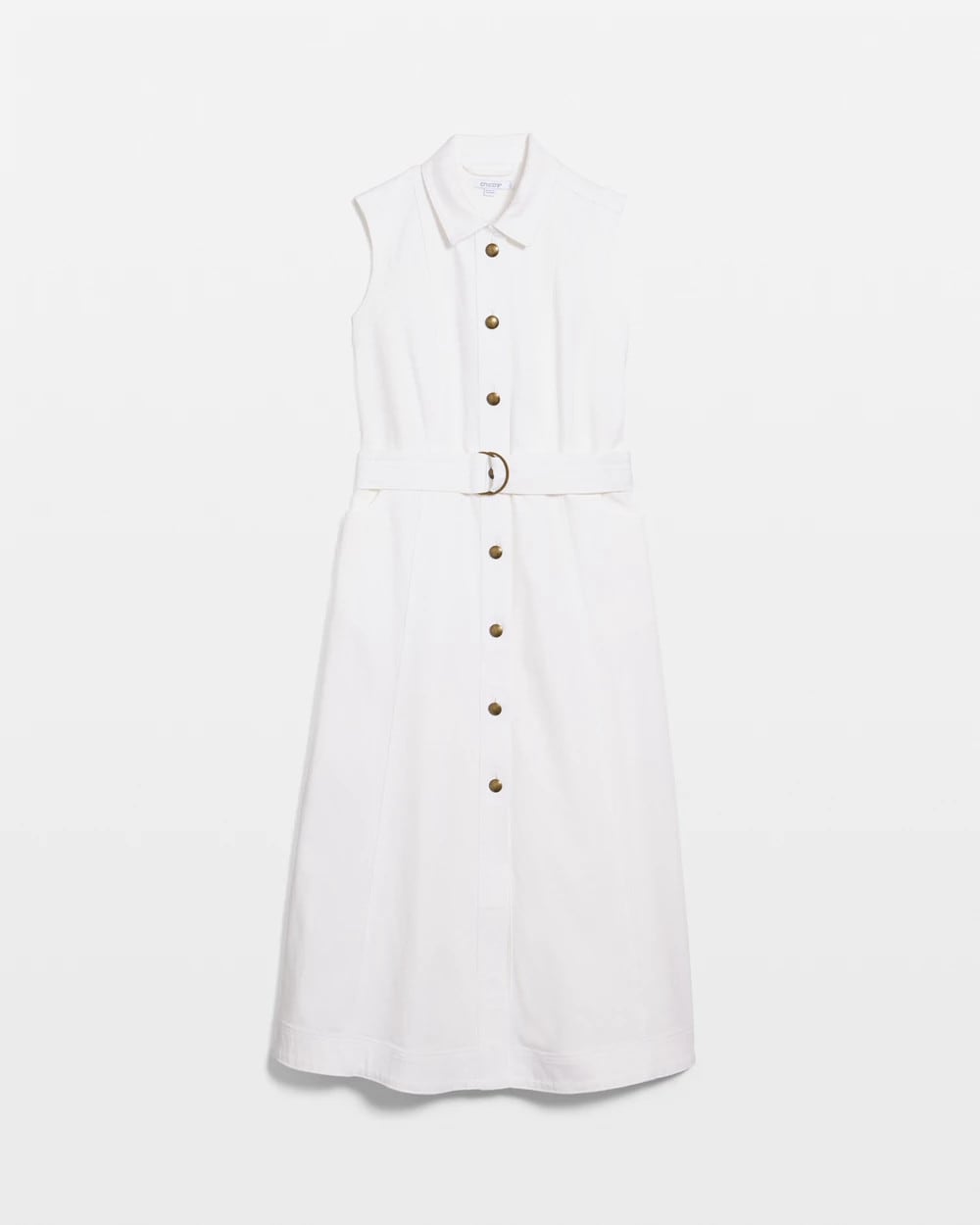 Denim Sleeveless Shirtdress - US 7656