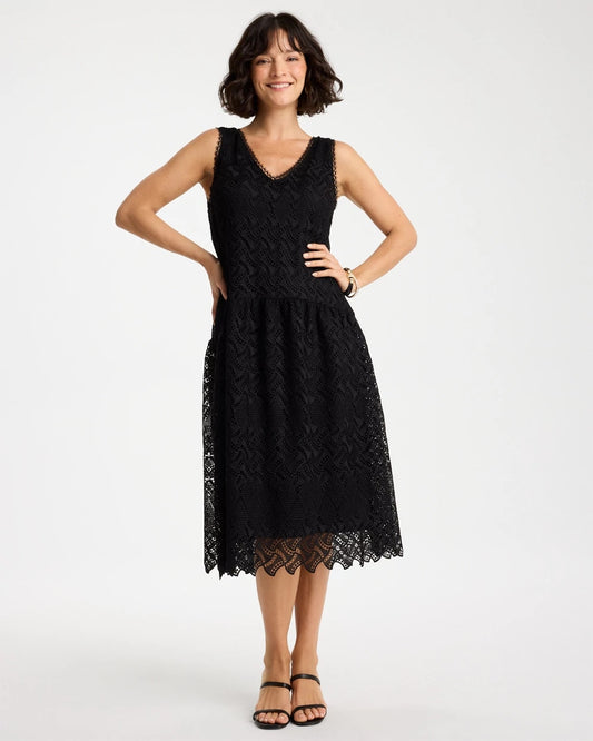 Embroidered Lace Sleeveless Dress - US 9560