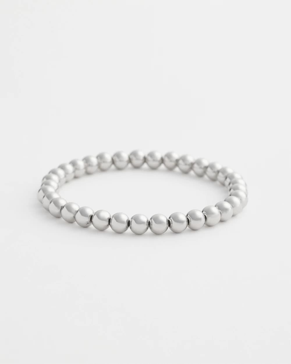 Small Beaded Silver Tone Stretch Bracelet - US 7971