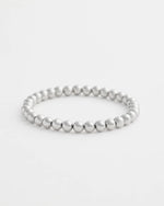 Small Beaded Silver Tone Stretch Bracelet - US 7971