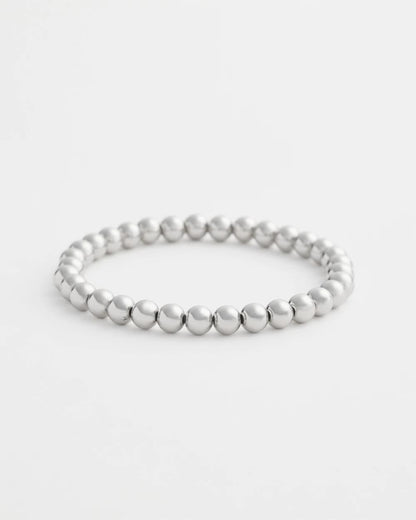 Small Beaded Silver Tone Stretch Bracelet - US 7971