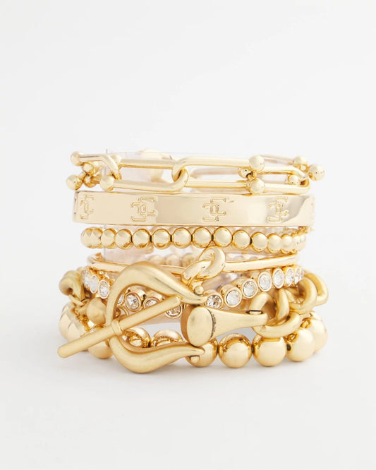 Small Beaded Gold Tone Stretch Bracelet - US 7468