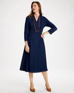Knit Denim Seamed 3/4 Sleeve Dress - US 3020