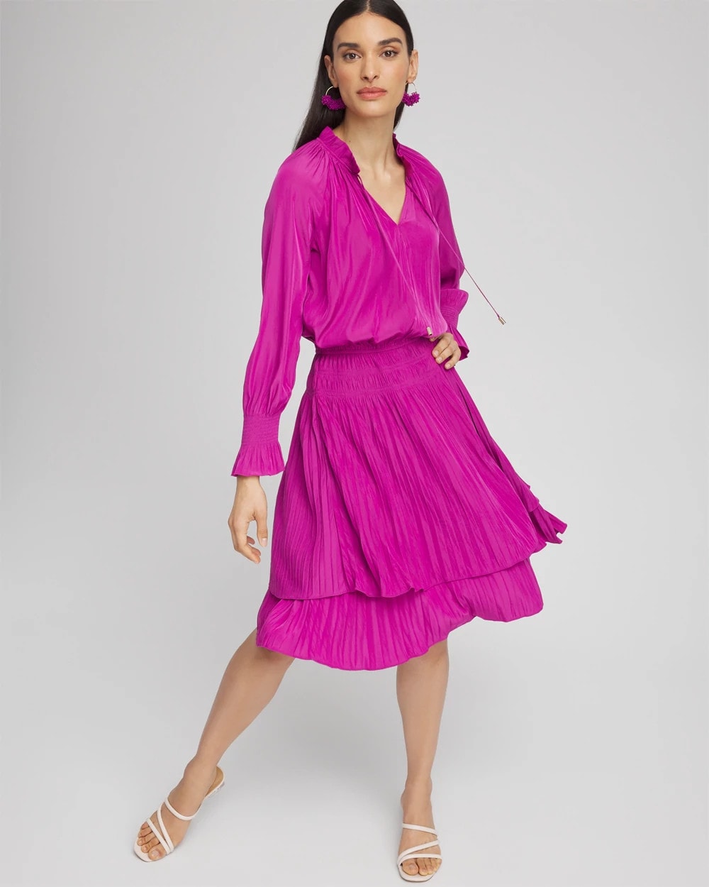 Drop Waist Pleated Tier Dress - US 5103