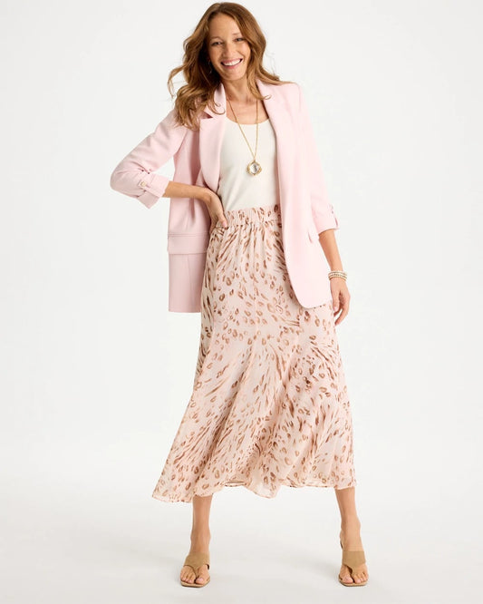 Cheetah Pull-On Godet Skirt - US 7960