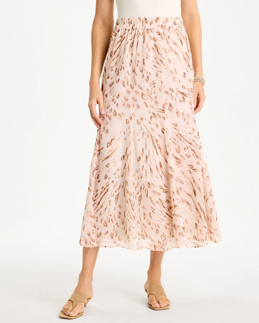 Cheetah Pull-On Godet Skirt - US 7039
