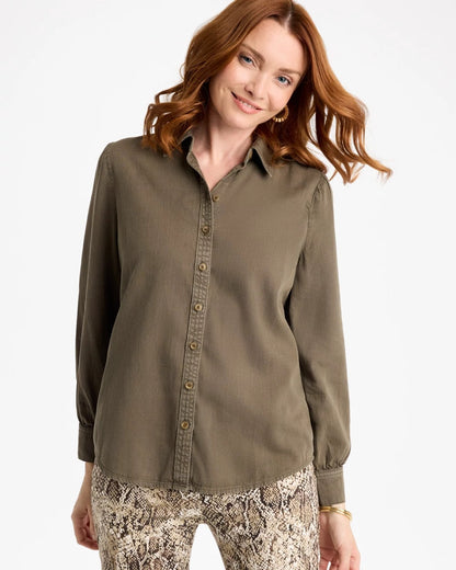Denim Puff Sleeve Shirt - US 7091