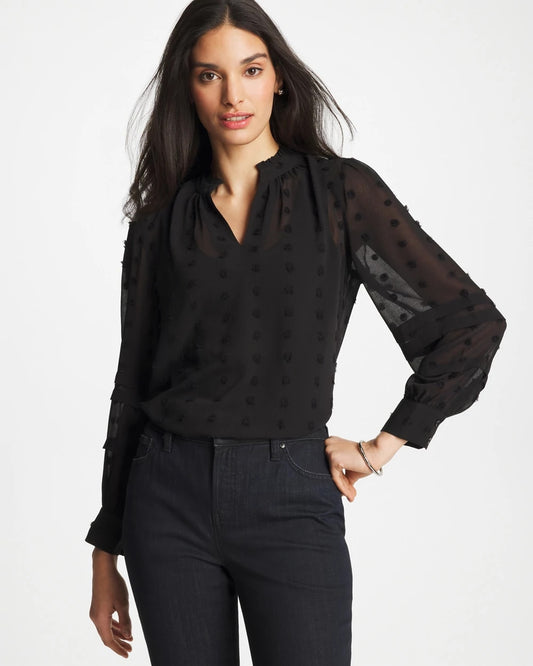 3D Dot Jacquard Chiffon Blouse - US 9927