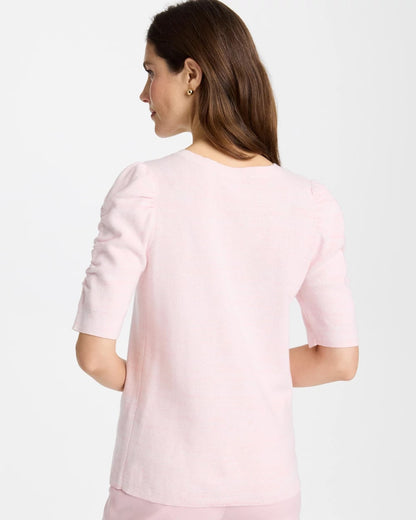 Space Dyed Ruched V-Neck Pullover Sweater - US 8283