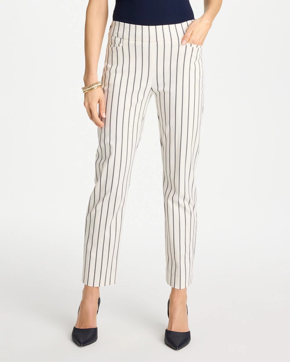 Pinstriped Brigitte™ Slim Ankle Pants - US 5158