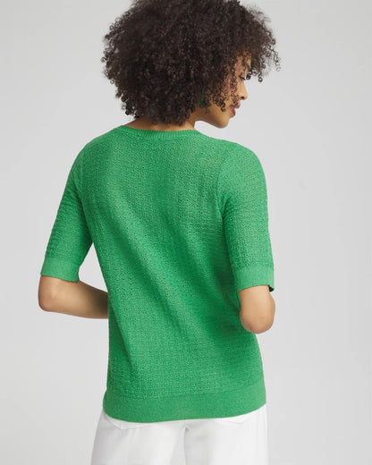 Linen Blend Square Neck Pullover - US 9579