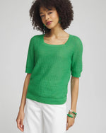 Linen Blend Square Neck Pullover - US 9579