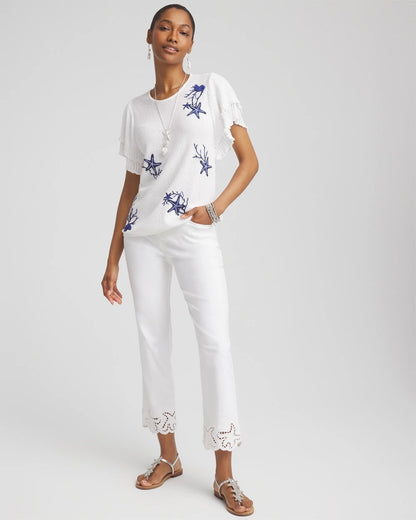 Brigitte™ Pull-On Cutwork Cropped Pants - US 8438