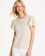 Pointelle Metallic Flutter-Sleeve Pullover - US 6563