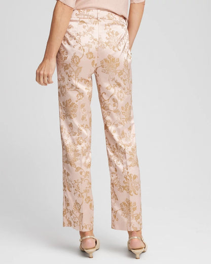 Satin Jacquard Straight Ankle Pants - US 4618