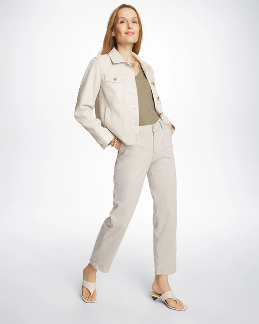 Petite Stripe Girlfriend Straight Ankle Jeans - US 4243