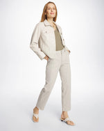 Stripe Girlfriend Straight Ankle Jeans - US 9291