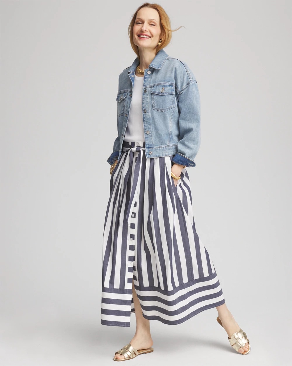 Midi Striped Skirt - US 2996