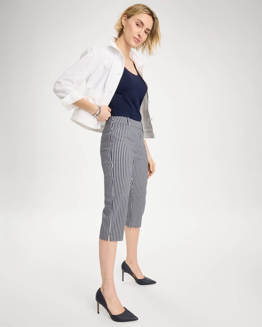 Emme Slim Striped Capri Pants - US 6858