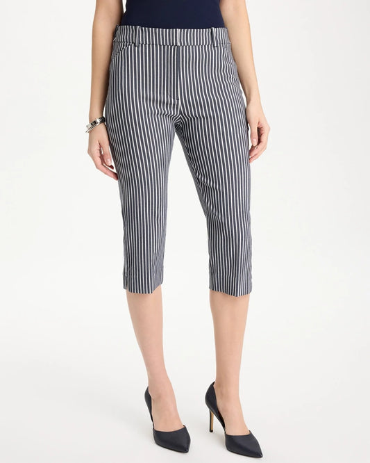 Emme Slim Striped Capri Pants - US 6858