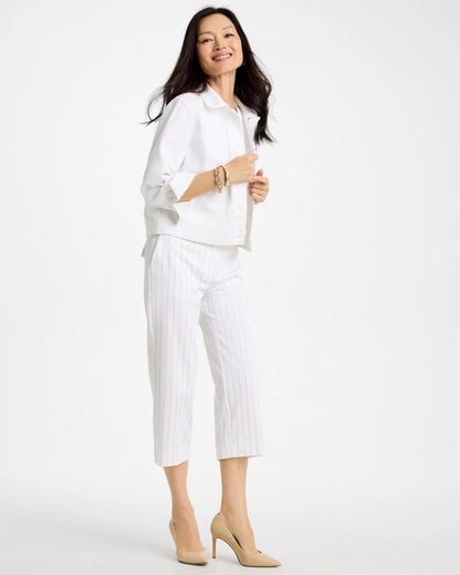Sandstone Striped Emme Sateen Straight Capri Pants - US 3120