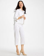 Sandstone Striped Emme Sateen Straight Capri Pants - US 9513