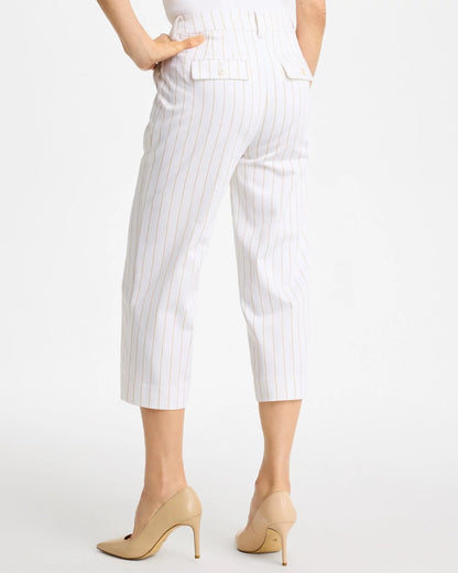 Sandstone Striped Emme Sateen Straight Capri Pants - US 3120